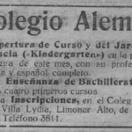 Anuncio del Colegio Alemán en el diario Boinas Rojas